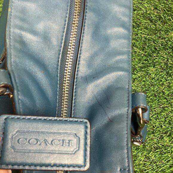 COACH Blue Leather Pleated Gallery East West Tote Handbag 17721 - Picture 16 of 16